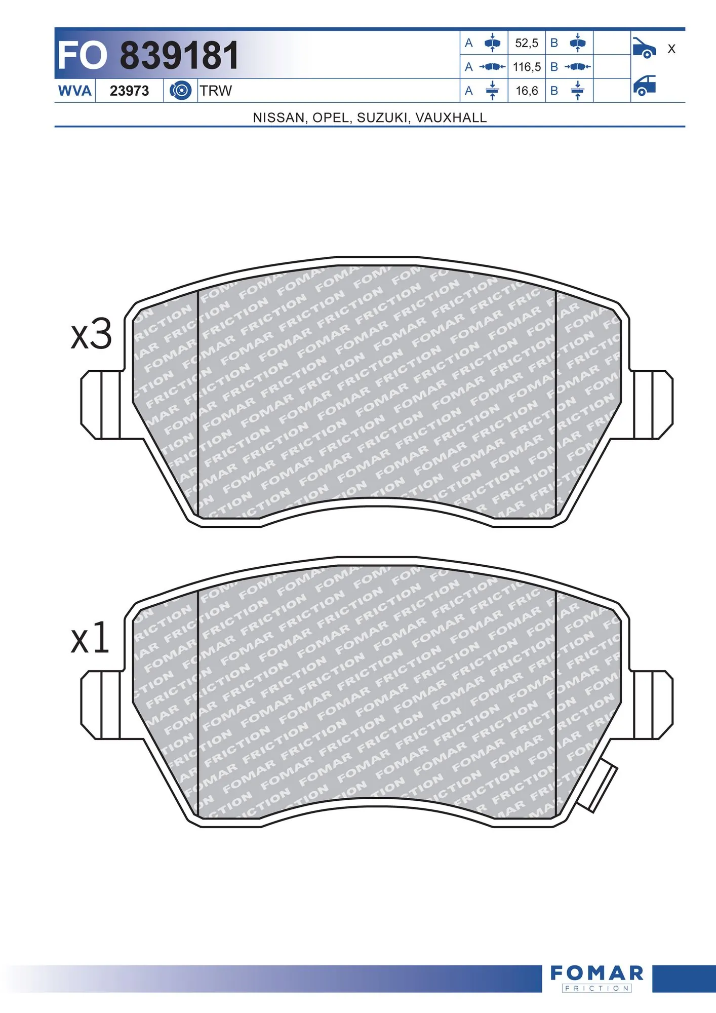 Brake Pad Set, disc brake